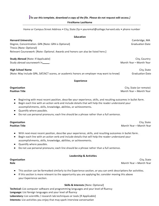 Standard Resume Template