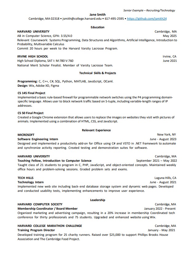 Tech/CS major Resume Template